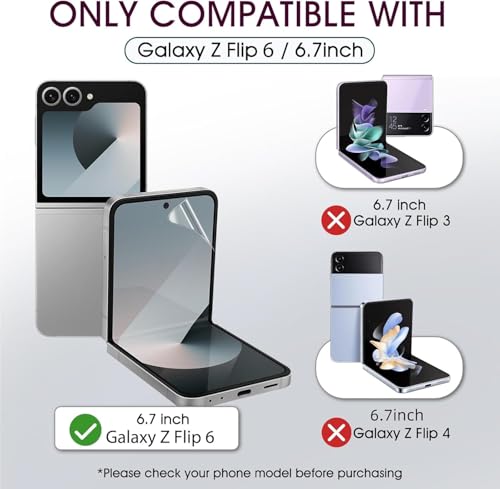 2 Sets Screen Protector for Samsung Galaxy Z Flip 6 6.7", High Definition Clear Soft TPU Screen Protector, 2 Front + 2 Inner Flexible Film Hydrogel, Self-Healing, Bubble-Free - size: Samsung Galaxy Z Flip 6