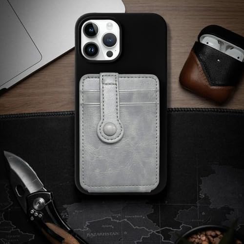 M-Plateau Phone Wallet Stick On – Adhesive Card Holder, Durable & Stylish Multi-Functional Wallet Attachment for Cell Phones, Secure and Slim with Adhesive(Pure Grey) - color: Pure Grey