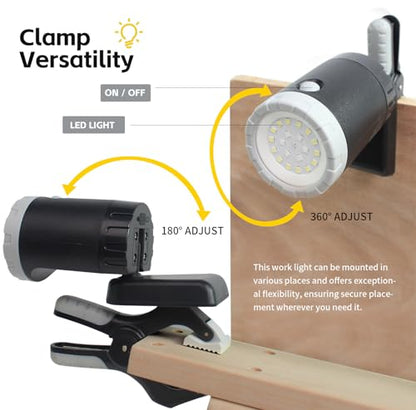 MaxWorks Rechargeable LED Work Light 500 Lumens Portable Shop Light – 360° Adjustable with Magnetic Base Clamp Mount & 3 Lighting Modes USB-C Rechargeable – 50897 - style: Magnetic and Clamp