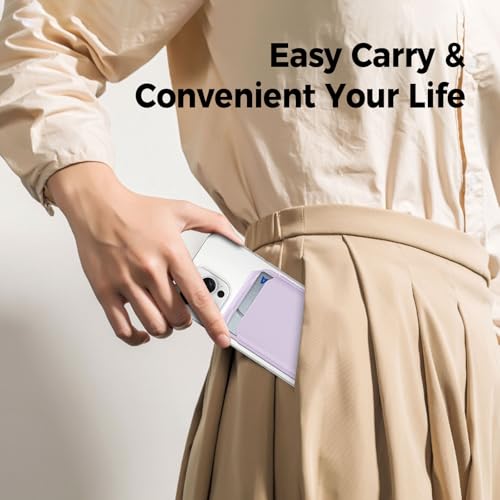 for MagSafe Wallet with Mirror,4 Card Holder RFID Blocking Stand - color: Lavender