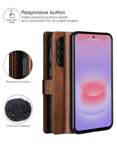 Feitenn for Samsung Galaxy A37 5G (6.7") Case Wallet 2026 with 4 Card Holders Kickstand, PU Flip Leather Magnetic Closure Folio Shockproof Protective Cover, Brown - color: Brown, size: Samsung Galaxy A37 5G