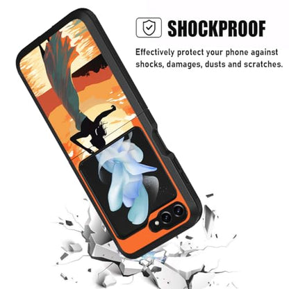 for Samsung Galaxy Z Flip 5 Case, Heavy Duty Dual Layer Hybrid Military Grade Shockproof Drop Folding Protective Cover for Samsung Galaxy Z Flip 5 5G 2023, Back View of Girl on Sunset Beach - color: Back View of Girl on Sunset Beach