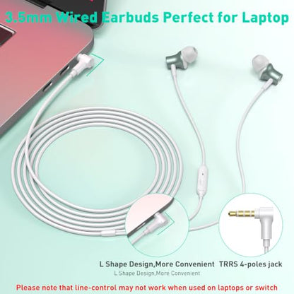 Wired Earbuds 3.5mm Headphones with Mic for Laptop PC Chromebook,Green - color: Green