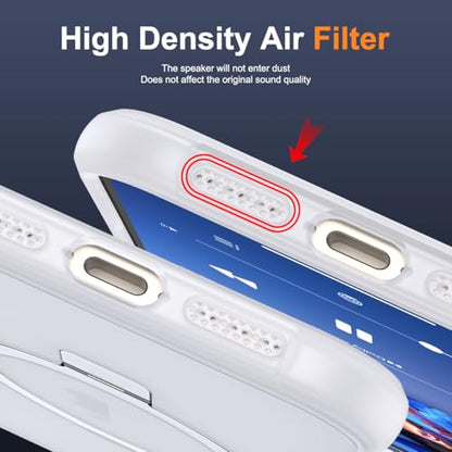 SKYLMW Compatible with iPhone 16 Case with Stand,Translucent | iPhone 16 Phone Case 6.1",Magnetic Ring Stand,Compatible with MagSafe,Military-Grade Protection,Great Grip Feeling - color: Translucent, size: Iphone 16