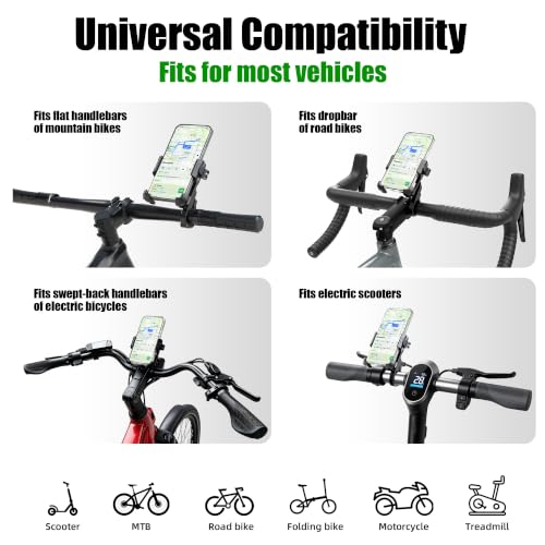 RBRL Bike Phone Mount,1s Quick-Lock Bicycle Handlebar Phone Holder,CNC Machined & Forged Aluminum for Ultimate Stability,Anti-Shake V-Shape Clamp for Ebike,No Camera Block,Fits 4.7–7.2" Phones - color: handlebar mount