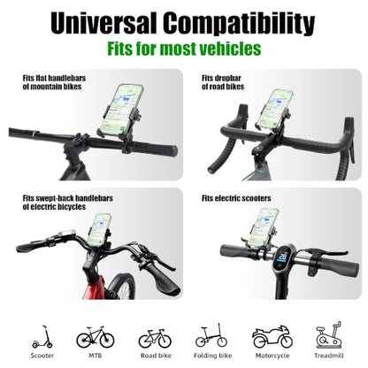 RBRL Bike Phone Mount,1s Quick-Lock Bicycle Handlebar Phone Holder,CNC Machined & Forged Aluminum for Ultimate Stability,Anti-Shake V-Shape Clamp for Ebike,No Camera Block,Fits 4.7–7.2" Phones - color: handlebar mount