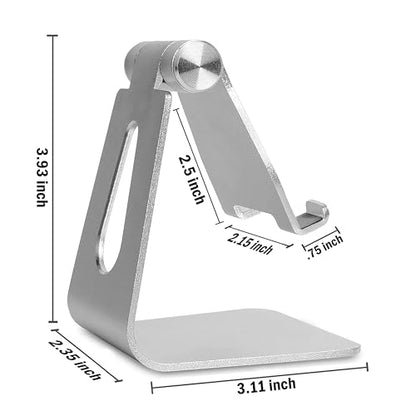 Phone & Tablet Stand Adjustable Multi‑Angle Aluminum Phone & Tablet Stand Adjustable Non‑Slip Dock/Cradle/Charging Station for Desktop, Bed, Kitchen, Office (Silver) - color: Sliver