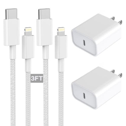 iPhone 14 13 Lightning Charger,[Apple MFi Certified]2Pack USBC Fast Charger - color: White 3foot