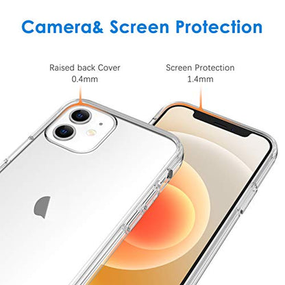 JETech Case for iPhone 12 mini, Anti-Yellowing, Clear | Shockproof Protection, Scratch Resistant Hard PC Back, Durable Transparent TPU Bumper - color: Clear