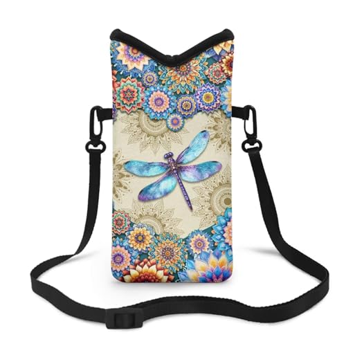 Cross Body Phone Bag for Women Men Water-Resistant Phone Bag Small Crossbody Bag Protective Smartphone Case Pouch Cellphone Pouch Purse Bag, 8 x 4 Inch, Boho Dragonfly Flower Print - color: Boho Dragonfly Flower Print