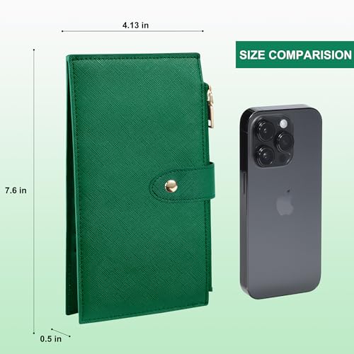 Travelambo RFID Wallet Women Large Size Bifold Multi Card Wallet Case with Zipper Pocke Credit Card Holder for Women - color: Green
