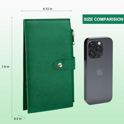 Travelambo RFID Wallet Women Large Size Bifold Multi Card Wallet Case with Zipper Pocke Credit Card Holder for Women - color: Green