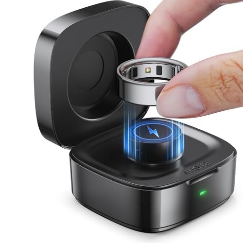 Wireless Charging Case Compatible with Ou-ra Ring Gen 4 Charger, 600mAh Portable Travel Ring Charger Fast Charging Dock with USB-C Cable (Size 10-Black)