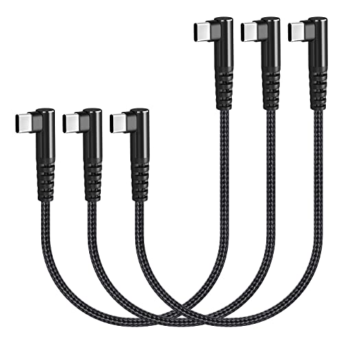 USB C to USB C Cable 100W 1ft 90 Degree Fast Charging Nylon Braided 3-Pack