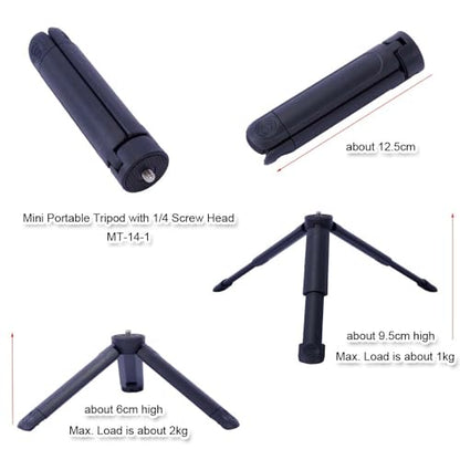 Mini Portable Tripod Holder Bracket Support with 1/4 Screw Head MT-14-1 Compatible with Micro SLR Camera and Smart Mobile Phone Clamp ST-07 / ST-06S