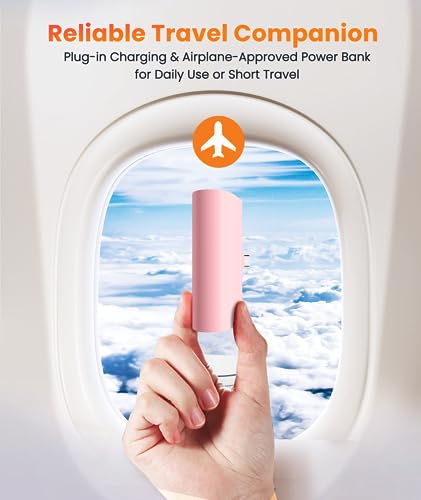 Mini Pink USB C Portable Battery Charger for iPhone 15 Pro Max, 4800mAh Little Charger Battery Pack Compact Power Bank Back Phone Charger for iPhone 15/16/Samsung Galaxy S22/Note 20/Google/Pixel - color: USBC-Pink