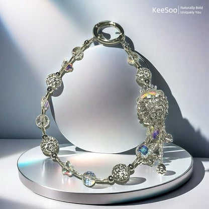 White Royal Crystal Crown Original Design Phone Charm with 2 Tether Tabs – Stylish, Durable, and Hands-Free Phone Chain – Compatible with iPhone, Samsung, Pixel & More - color: 08 White Royal Crystal Crown