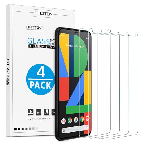 OMOTON [4 Pack] Screen Protector Compatible with Google Pixel 4XL, Tempered Glass Screen Protector for Google Pixel 4 XL 2019 Released, Scratch Resistant/Case Friendly - size: Pixel 4 XL - 6.3 Inch