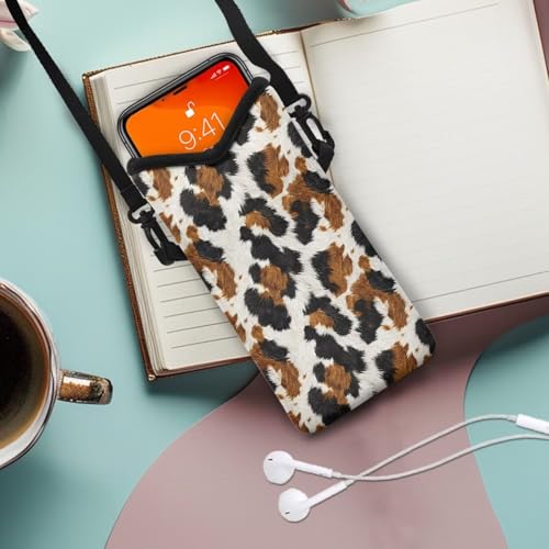 Cow Fur Print Crossbody Cell Phone Purse with Adjustable Strap, Women's Small Crossbody Wallet Bags, 4 x 8 inch for Most Phones - color: Cow Fur Print