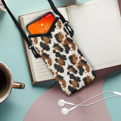 Cow Fur Print Crossbody Cell Phone Purse with Adjustable Strap, Women's Small Crossbody Wallet Bags, 4 x 8 inch for Most Phones - color: Cow Fur Print