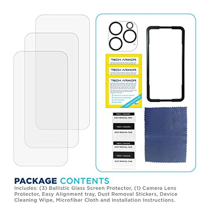 Tech Armor Screen Protector for iPhone 14 Pro 6.1, Ballistic Glass, 3-Pack - size: iPhone 14 Pro-6.1 Inch