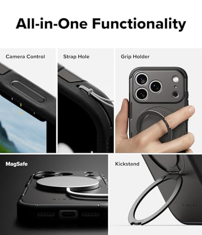 Ringke for iPhone 17 Pro Case [Alles Pro Gunmetal] | Compatible with MagSafe, 360° Rotating Kickstand, Camera Control Capture Button Protection, Powerful Magnet - color: Gunmetal, size: iPhone 17 Pro