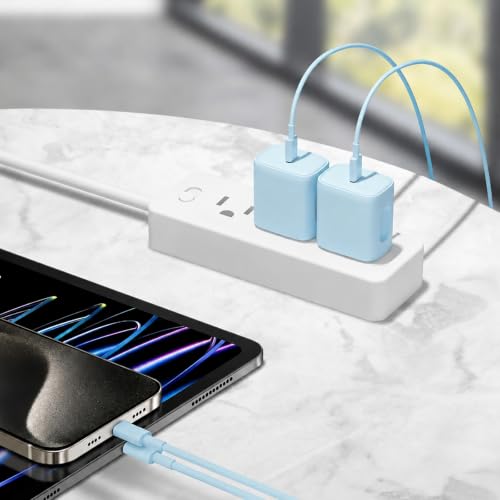 iPhone 17 16 15 Charger Fast Charging 6FT - 20W USB C Charger Block - color: Blue, size: 6FT