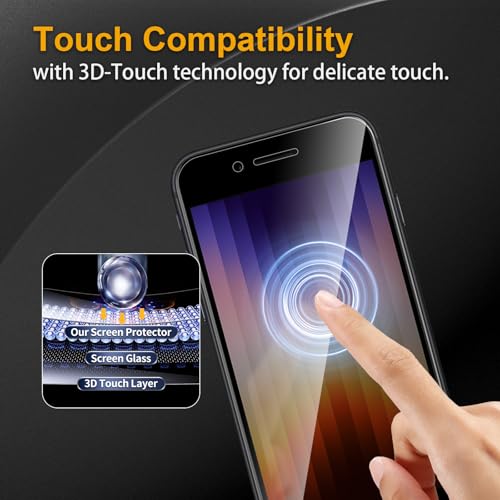 3 Pack Privacy Screen Protector for iPhone SE 2022/SE 2020/8/7 (iPhone 2nd/3rd Generation), Anti Spy Tempered Glass 9H Hardness, Black Protector Anti Spy, Bubble Free, Anti-Scratch - size: iPhone SE 2022/2020/8/7 FK3