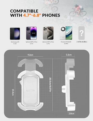 ROCKBROS Bike Phone Holder Security Lock Shockproof Bicycle Phone Mount - color: Side View Mirror Mount White
