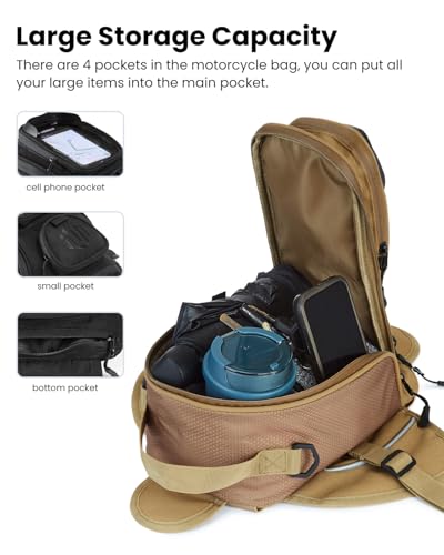 ILM Motorcycle Tank Bag Magnetic Waterproof Touch Screen Phone Pouch BT01 - color: Yellow Brown