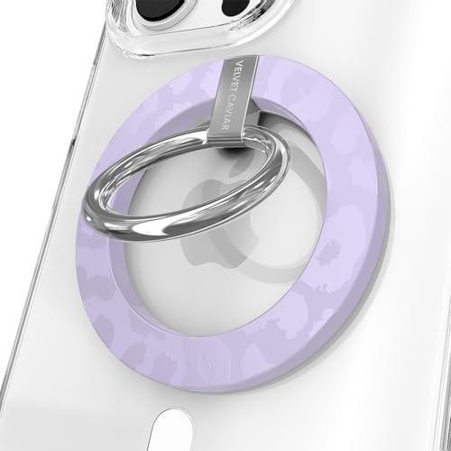 VELVET CAVIAR Compatible with MagSafe Phone Grip - Magnetic Ring Holder with Adjustable Stand - Removable MagSafe Accessories for iPhone 16, 15, 14, 13, 12 (Lilac Purple Leopard) - color: Lilac Leopard