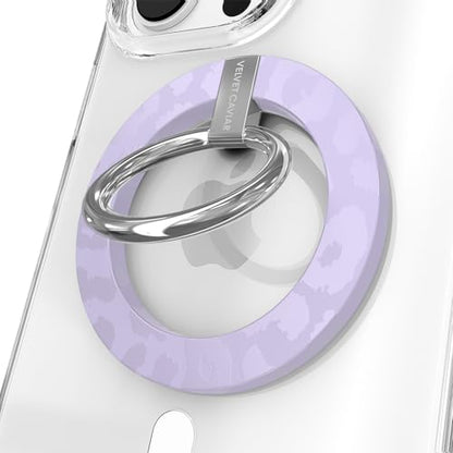 VELVET CAVIAR Compatible with MagSafe Phone Grip - Magnetic Ring Holder with Adjustable Stand - Removable MagSafe Accessories for iPhone 16, 15, 14, 13, 12 (Lilac Purple Leopard) - color: Lilac Leopard