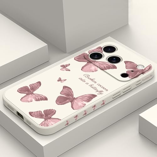 LEECG for iPhone 17 Pro Max Case, Flower Protective Bumper Slim Soft Phone Cover for iPhone 17 Pro Max 6.9 inch, Butterfly Rice White - color: Butterfly Rice White, size: for iPhone 17 Pro Max