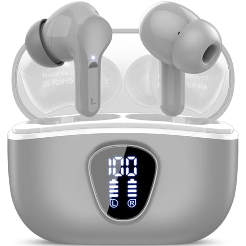 Wireless Earbuds, Bluetooth 5.4 Headphones HiFi Stereo, Bluetooth Earbuds - color: Grey