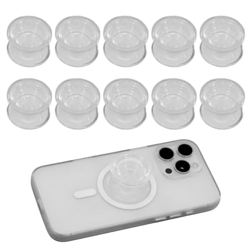10 PCS Clear Phone Grip Stand, Collapsible Self-Adhesive Finger Holder for Smartphones & Tablets (Transparent)