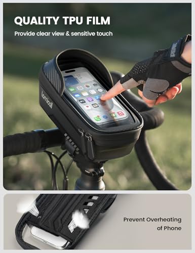 Lamicall Bike Frame Bag Waterproof - [1s Release] [2 in 1] Bike Phone Mount Holder, Bicycle Top Tube Bag, Cycling Pouch with Rain Cover, Bikes Accessories Gifts for Phones Under 7" (Pack of 2) - size: Medium (Pack of 2)