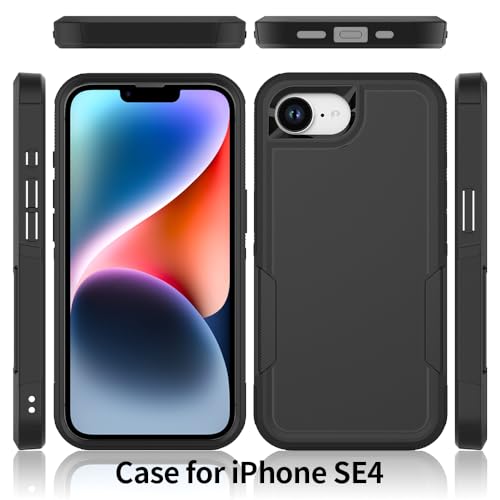 for iPhone 16E / iPhone 17E Case: Dual Layer Protective Heavy Duty Cell Phone Cover Shockproof Rugged with HD Screen Protector - Military Protection Bumper Tough - for iPhone 16E / 17E, Navy Blue - color: Navy Blue (PC) + Black (TPU)