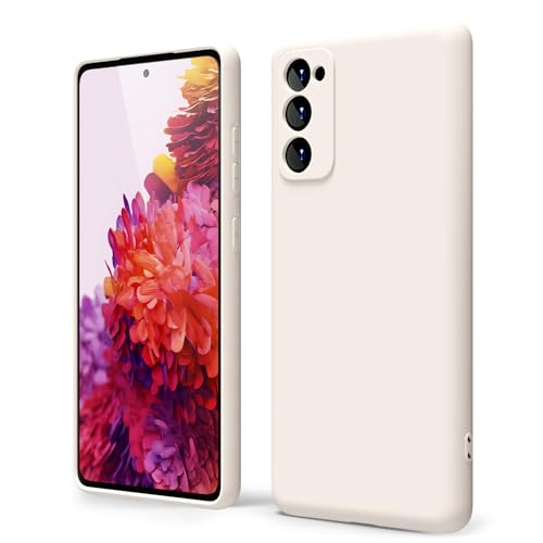 oakxco for Samsung Galaxy S20 FE 5G Phone Case Liquid Silicone, Cute Thin Slim Soft Rubber TPU Plain Smooth Gel Cover for Women Girl Aesthetic Design, Matte Solid Protective & Shockproof, Beige Stone - color: Beige, size: S20 FE