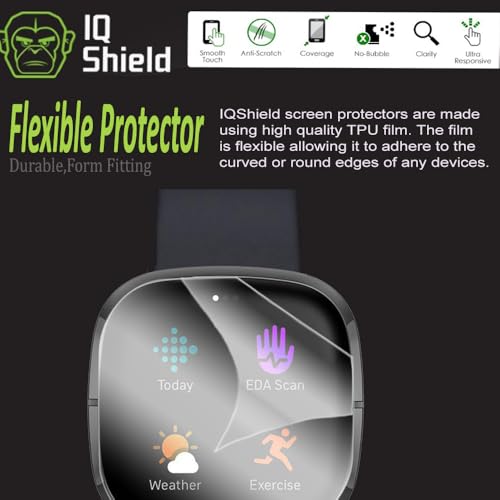 IQShield 6 Pack Screen Protector for Fitbit Versa 2 Easy Install Anti-Scratch Ultra Thin Smudge Resistant Anti-Bubble Clear TPU Film - size: 1.4 INCH