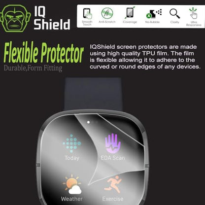 IQShield 6 Pack Screen Protector for Fitbit Versa 2 Easy Install Anti-Scratch Ultra Thin Smudge Resistant Anti-Bubble Clear TPU Film - size: 1.4 INCH