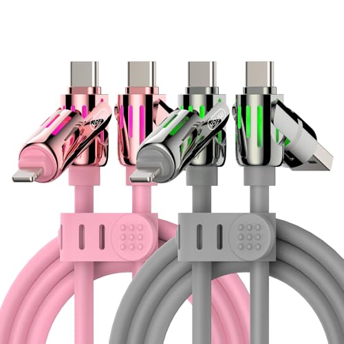 MFish 2-Pack 240W 4-in-1 Multi Charging Cable, Pink+Red, 6.6FT - color: Pink+Red, size: 2-Pack 6.6FT