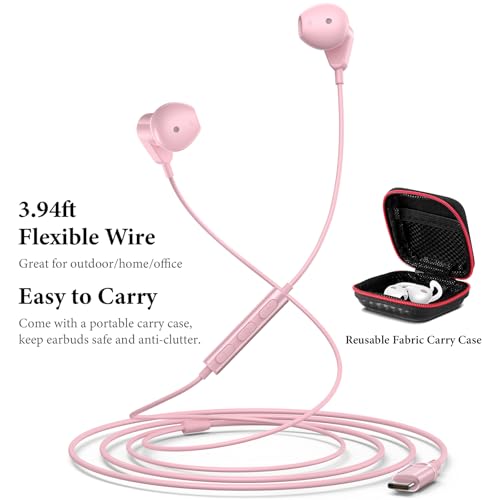 APETOO USB C Headphones for iPhone 18 Pro Max 17 16 15/iPad Air Earbuds - color: Pink