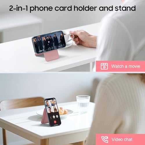 Magnetic Wallet for iPhone, Adjustable Leather Mag-Safe Card Holder for iPhone 17/16/15/14/13/12 Series, ID Window, Card Slot, RFID Blocking (pink) - color: pink