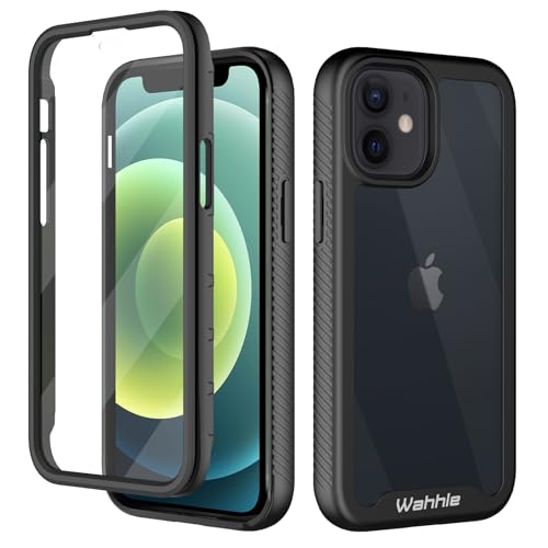 Compatible with iPhone 12 Mini Case, Built in Screen Protector Full Body Shockproof Slim Fit Bumper Protective Phone Cover 5.4'' Men Women-Black/Clear - size: iPhone 12 Mini