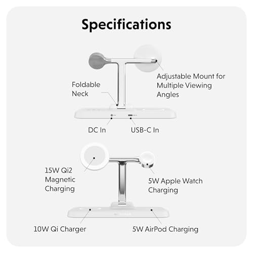 HyperJuice 4-in-1 Wireless Charger Qi2 Magnetic Stand — Fast Wireless Charger for iPhone, Apple Watch, Airpods & Any Qi-Compatible Device — Compact, Adjustable, and Foldable Qi2 - style: 4-in-1