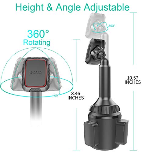 OQTIQ Magnetic Phone Cup Holder for Car - Adjustable Height & Multi-Angle - One-Hand Operation - Compatible with Samsung, Google, & More - Black, Not for MagSafe - color: Black & Red-Magnetic