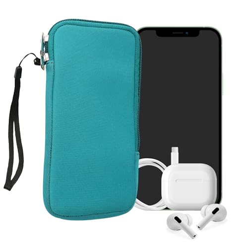 kwmobile Universal Phone Pouch Size XL - 6.7/6.8" - Neoprene Smartphone Pouch with Zip - Water-Repellent Mobile Phone Case - Sleeve in Turquoise - color: turquoise, size: XL - 6.7/6.8"