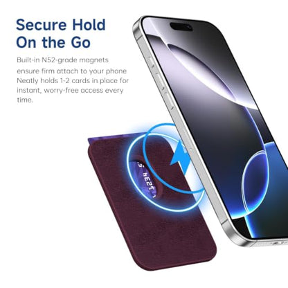 LoeoeL Magnetic Phone Wallet Compatible with Magsafe Wallet, Silicone ID Credit Card Holder Wallets for Back of Phone Pocket, Slim Thin Pouch Sleeve Wallets for iPhone Pixel, Burgundy Maroon - color: Burgundy