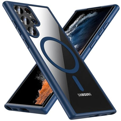 Hensinple for Samsung Galaxy S22 Ultra Case Magnetic, Galaxy S22 Ultra Phone Case [Compatible with Magsafe] Wireless Charging Translucent Back Shockproof Cover Case6.8 Inch, Blue - color: Blue-S22 Ultra, size: Galaxy S22 Ultra 6.8 inch