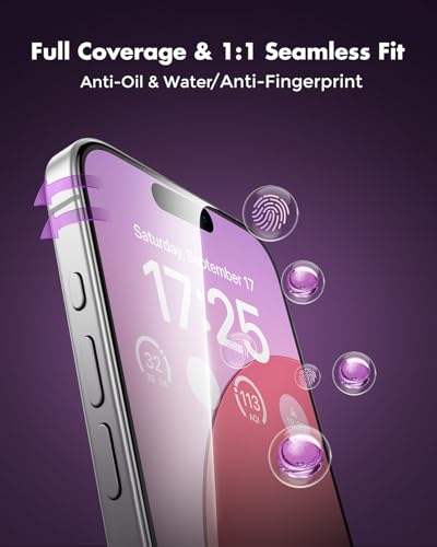 UNBREAKcable Privacy Screen Protector for iPhone 16, Full Coverage Shatterproof Tempered Glass [True 28°Anti Spy] [9H Hardness] [Easy Installation Frame] 2-Pack Private Screen for iPhone 16 - size: iPhone 15/iPhone 16